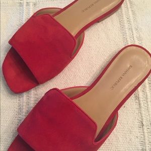 Red suede Banana Republic slides